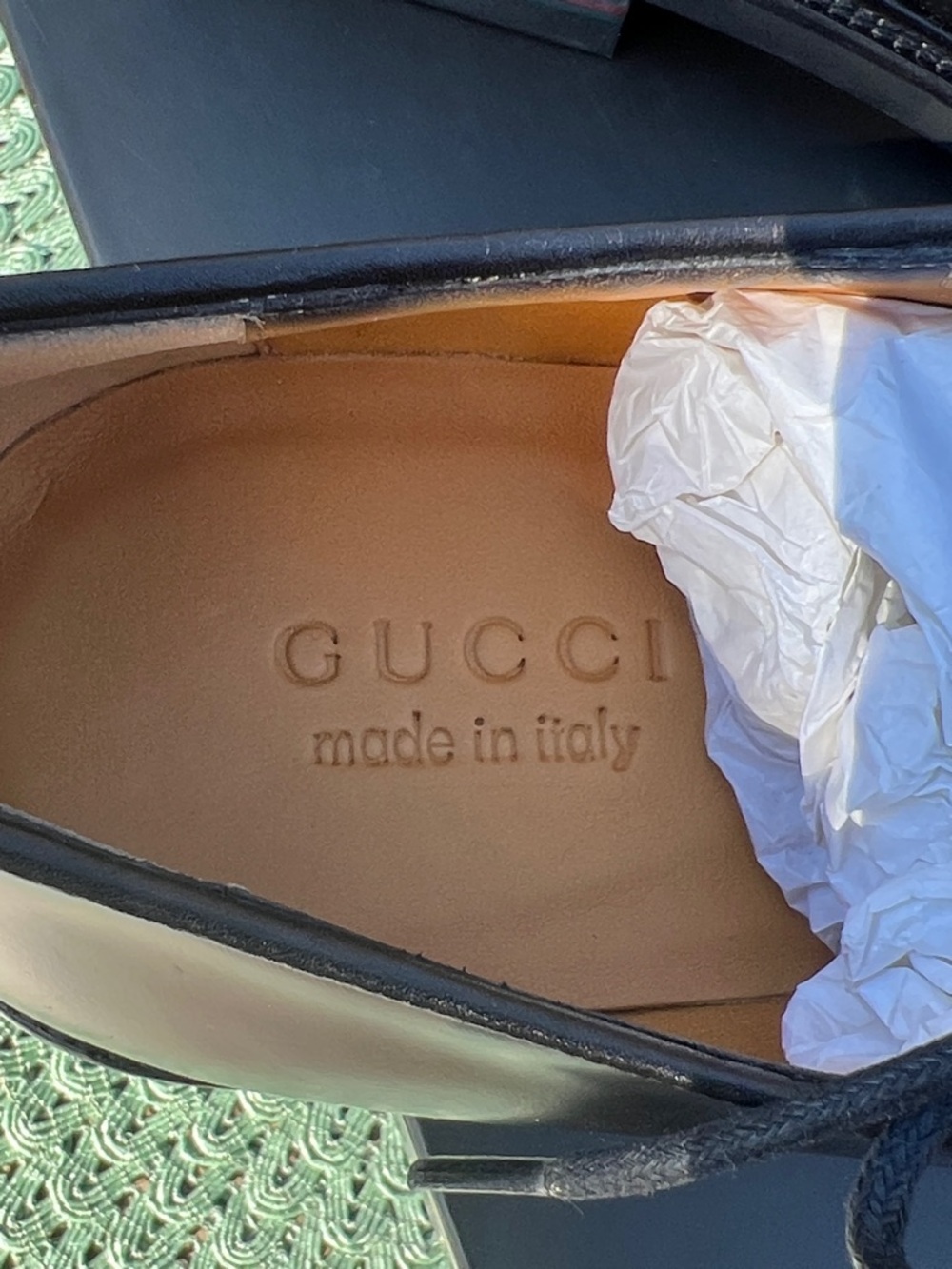 Gucci Black Leather Cap-Toe Derby Lace-Up Shoes - Picture 6 of 14